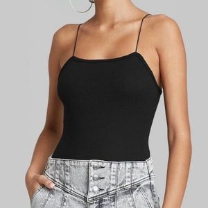 NWT Square Neck Spaghetti Strap Bodysuit - Wild Fable black size xs